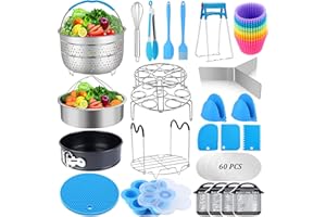 Accessories for Instant Pot, Sugaroom Pressure Cooker Accessories Set Compatible with Instant Pot Accessories 6 qt 8 quart - 2 Steamer Baskets, Springform Pan, Egg Rack, Egg Bites Mold and More