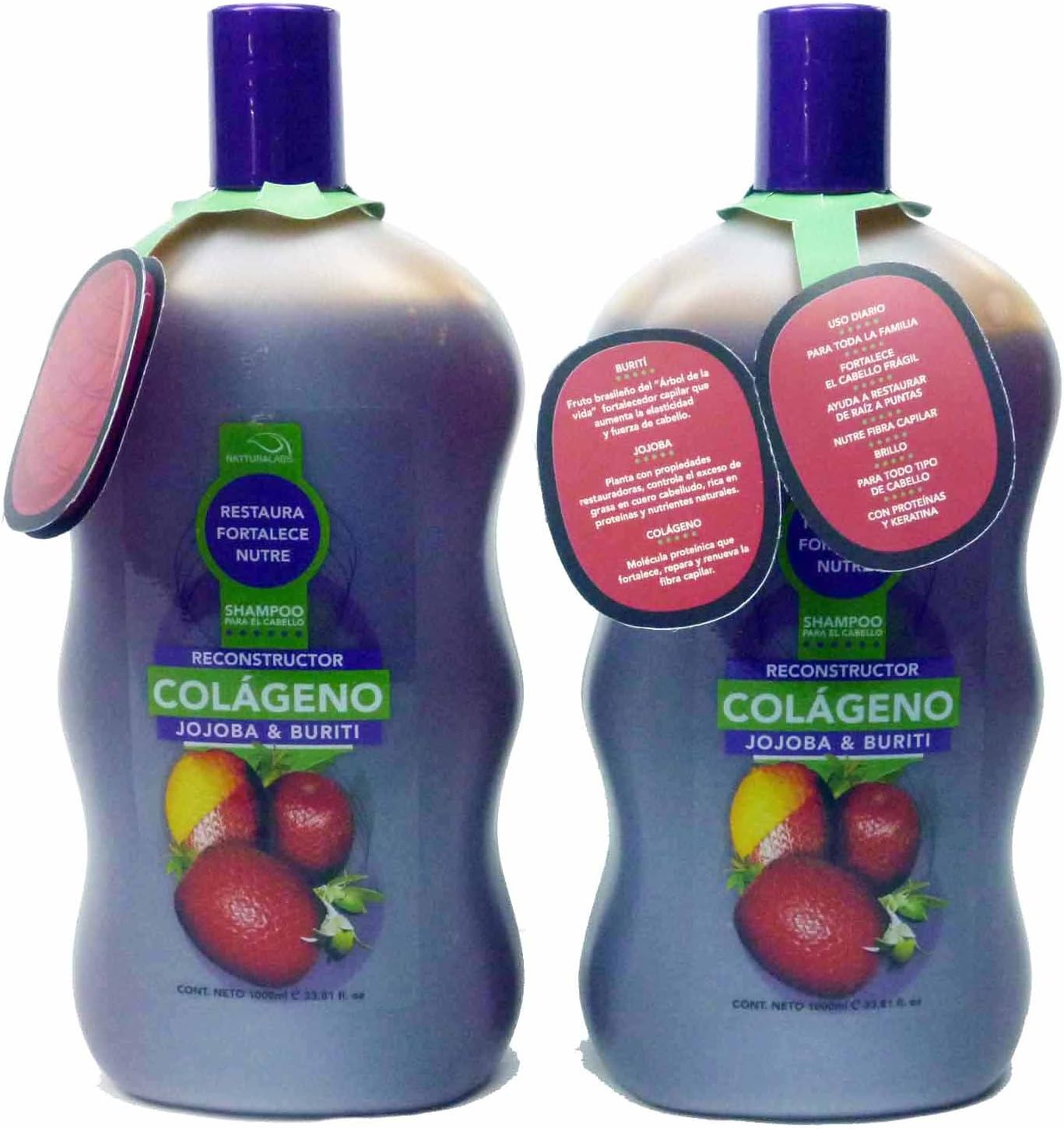 2 X Natturalabs Colageno Jojoba & Buriti Reconstructor Shampoo 33.8 oz