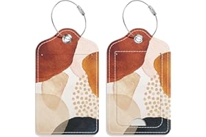 GDJEGE Luggage Tags for Suitcase, 2 Pack PU Leather Travel Cruise Luggage Tag with Privacy Flap, Name ID Label and Metal Loop for Women Suitcase Baggage Bag Backpack Instrument, Abstract Stone