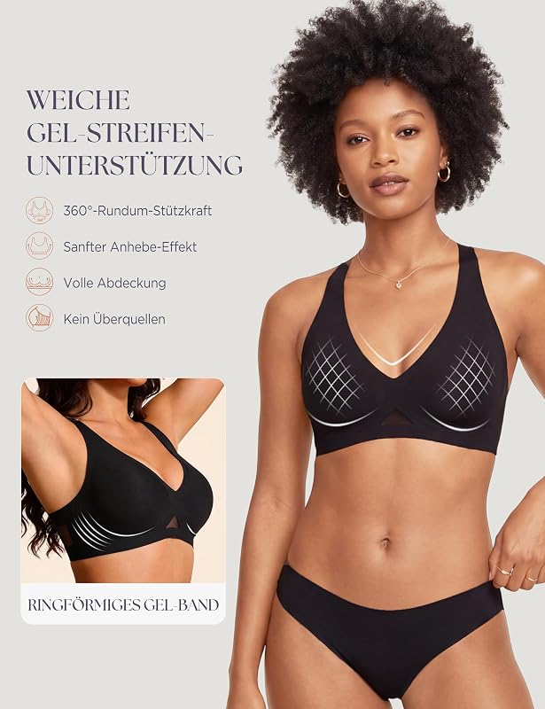 BH Damen ohne Bügel Nahtloser mit V-Ausschnitt Bequemer Seamless Bra