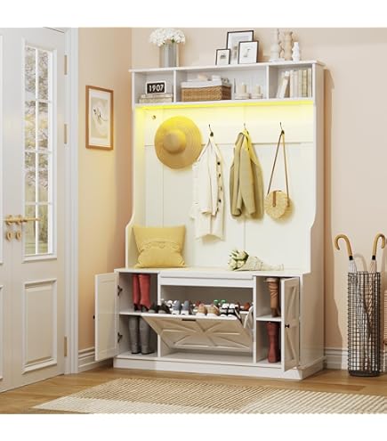 40 Inch Modern Hall Tree With 4 Hooks Wood Entryway Coat Hanger