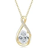 EONFUN 2CT Oval Moissanite Pendant Necklace for Women, D Color 7x9mm Oval Cut Moissanite 925 Sterling Silver Infinity Necklace for Wife Mom Birthday Gifts