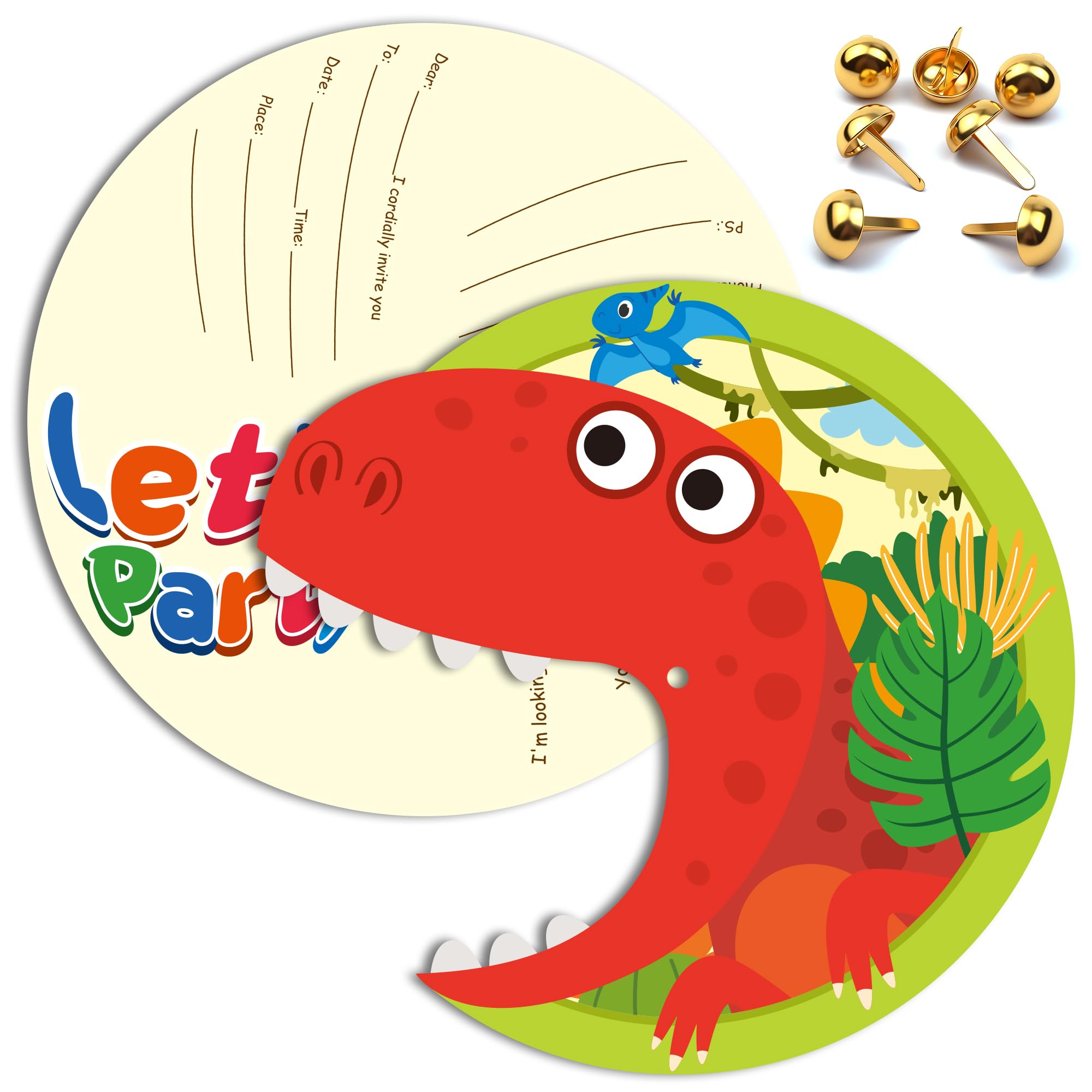 Funnlot 12PCS Dinosaur Party Invitations Kids,Double-Sided Birthday Invitations for Boys Girls Party Invites for School Activities Birthday Party Themed Gatherings — image 1