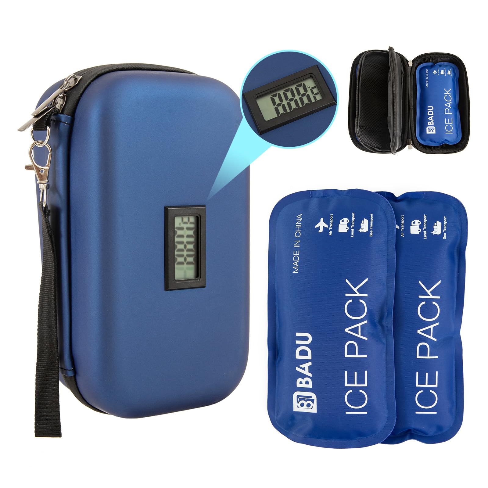 Insulin Cooler Travel Case,24h Insulin Pen Case with 2 Cooler Ice Packs,Medicine Cool Bag Medication Diabetic Insulated Organizer with Temperature Display,Diabetic Insulin Needles or Vials Storage