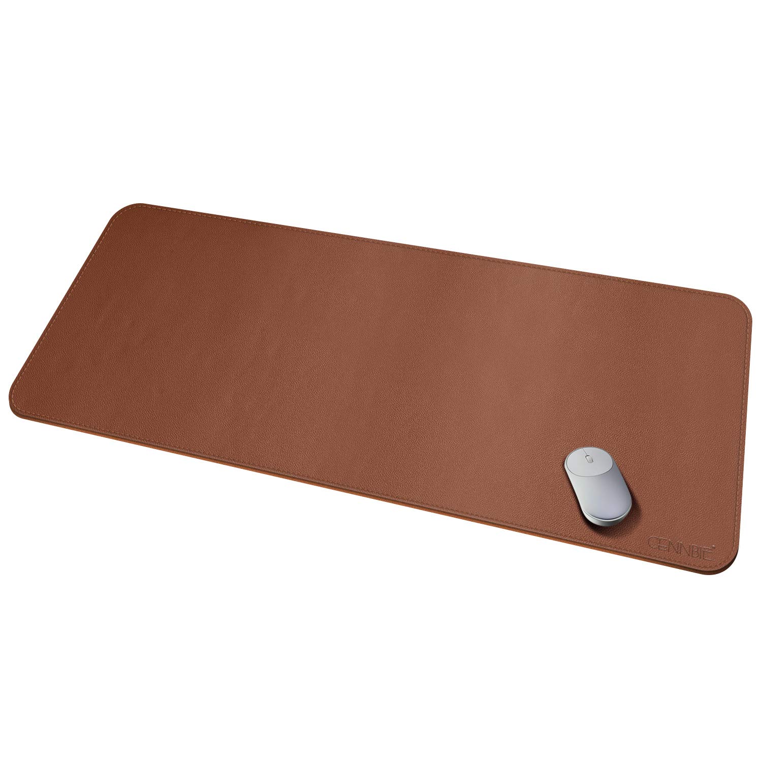 CENNBIE Leather Desk Mat,130X60cm Extra Large Desk Pad Blotter Protector, Extended Non-Slip Mouse Pad, Waterproof PU Leather Desk Mat on top of desks Large for Office and Home (Brown)
