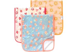 Copper Pearl Premium Baby Burp Cloths - 3-Pack Large Cotton Burp Cloths, Extra Soft Spit Up Rags with 3 Absorbent Layers, Perfect for Baby Boy and Baby Girl Gifts (21" x 10" Size, Clementine Set)