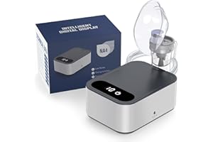 AEE Smart Nebulizer for Adults and Kids-Digital Display Nebulizer with Adjustable Time，Portable Nebulizer Machine for Breathing with Mouthpiece & Mask, Desktop Asthma Compressor Nebulizer for Home Use