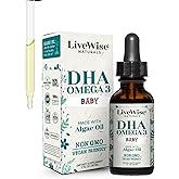 LiveWise Naturals DHA Omega 3 Drops for Kids - Vegan Liquid Omega 3 for Infants, Toddlers & Children - Essential DHA Supplement for Baby Brain, Eye & Immune Health