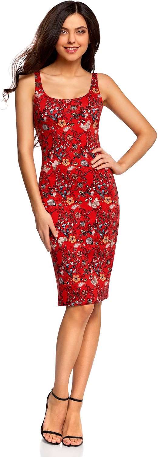 oodji Ultra Donna Abito in Maglia con Collo alla Coreana lencicol  Abbigliamento Vestiti