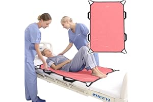 ZHEEYI Positioning Bed Pad with Reinforced Handles 48" x 40" Patient Transfer Sheet Aid Assistant for Body Lifting, Turning, Repositioning, for Elderly, Incontinence, Caregiver, Pink