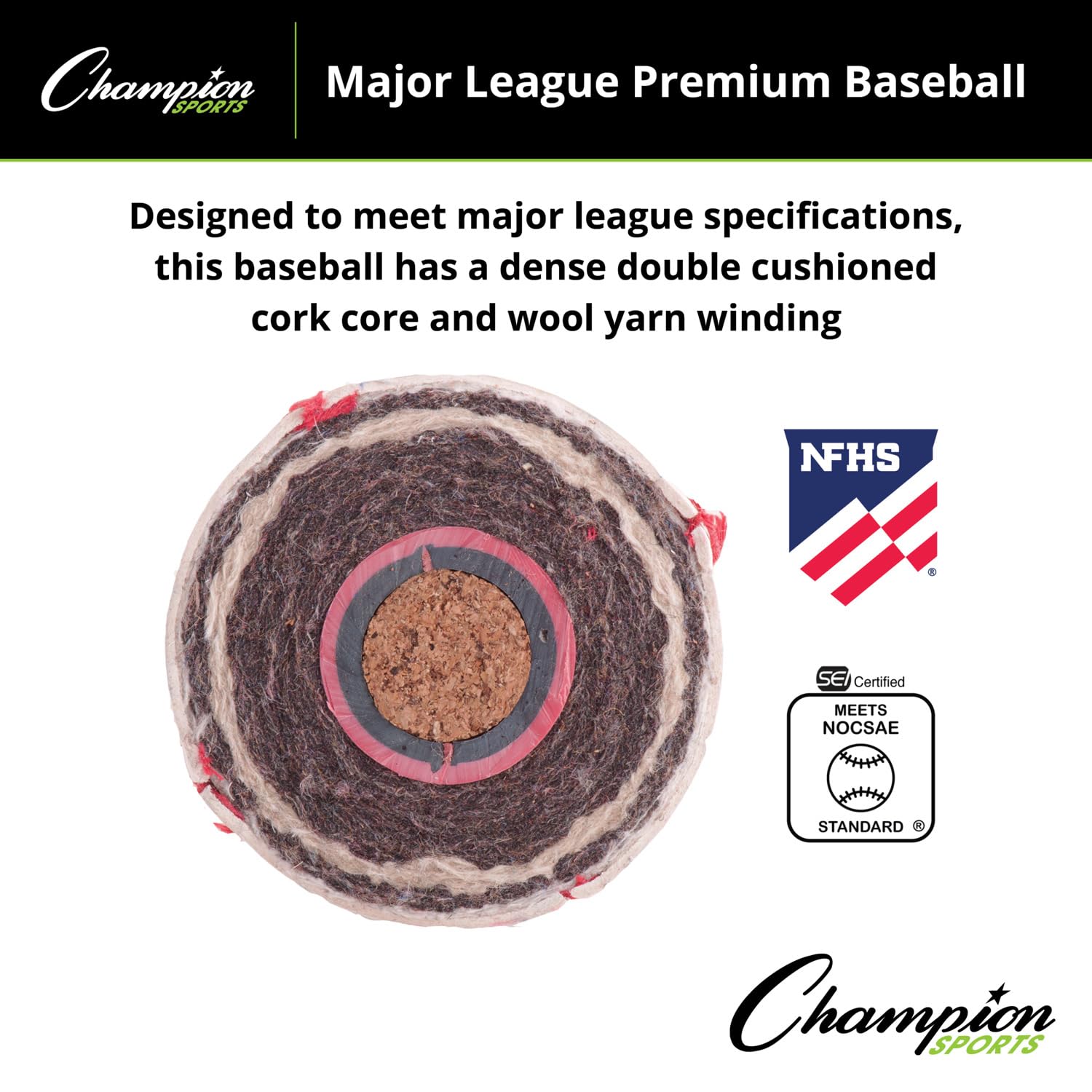 Champion Sports Leather Baseball Set: Dozen Indoor / Outdoor Genuine Leather Official League Baseballs for Practice Training or Real Game - OLBPRO Pack of 12