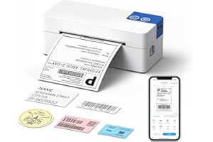 Thermal Label Printer, ETIKEZ 4×6 Bluetooth Inkless Shipping Label Printer for Small Business,Compatible with iOS, Android, W