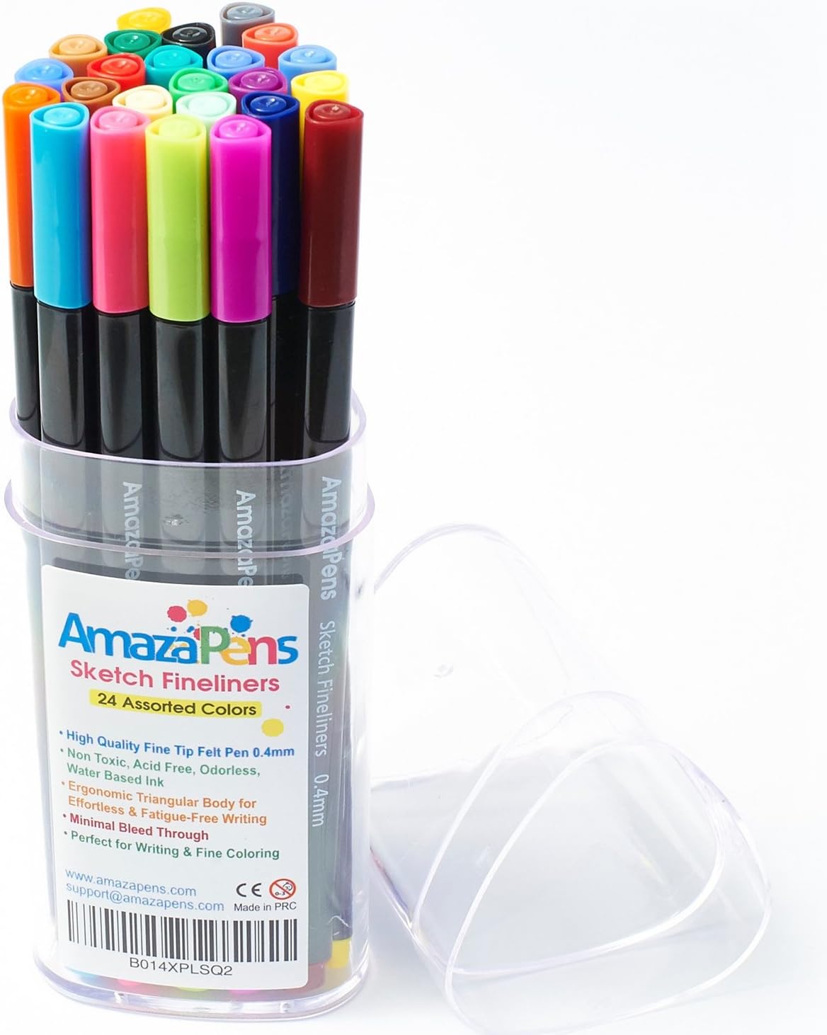 Premium Sketch Fineliner Coloured Pens (Set of 24) Fine Tip Point, 0.4 MM Tip Bleed Resistant Ink, Assorted Vibrant Colours Storage Pack Included