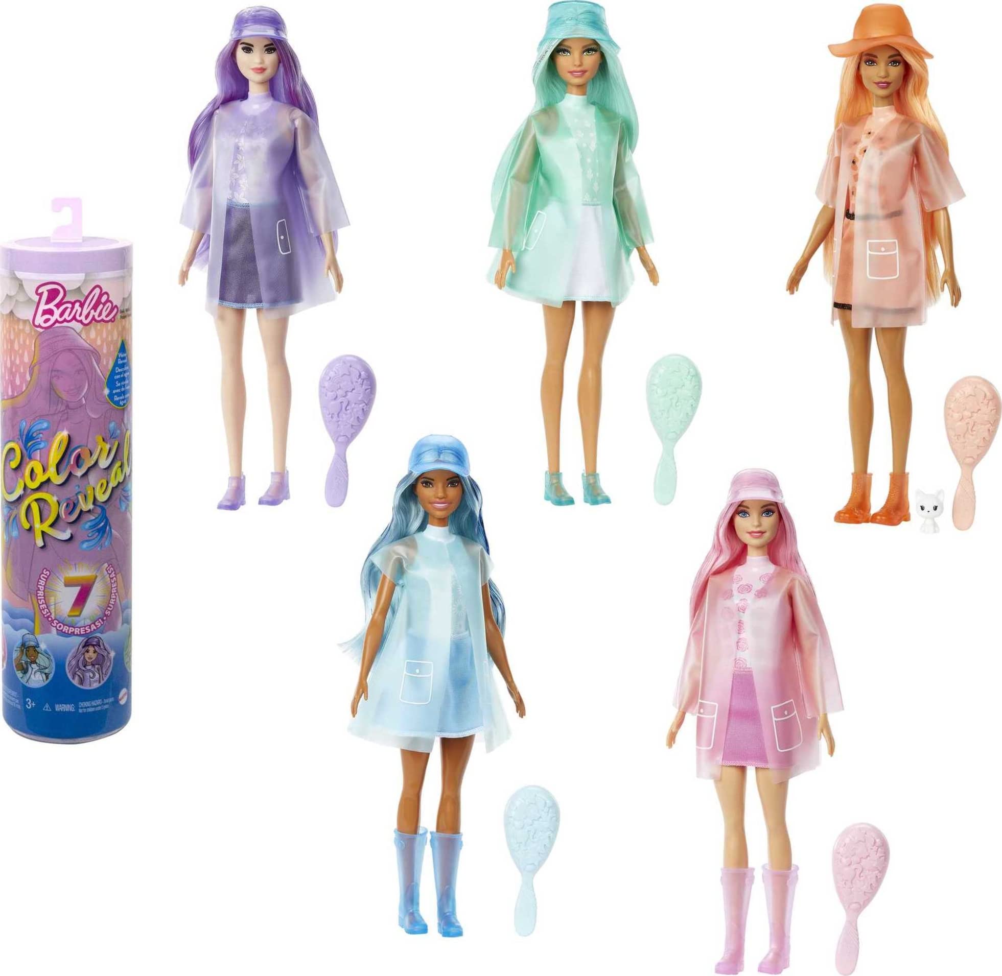 ​Barbie Color Reveal Doll with 7 Unboxing Surprises, Sunshine & Sprinkles Series with Cloud Print & Color Change; Gift for Kids 3 Years & Older
