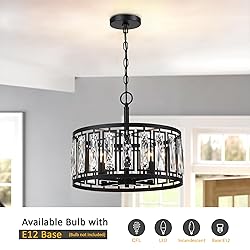 Giiland Modern Crystal Chandeliers, 4 Lights Black