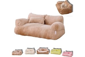 SHYTOUCH Calming Pet Sofa, Calming Pet Sofa slicier, Calming Dog Bed Fluffy Plush pet Sofa, Large Memory Foam pet Orthopedic Dog Bed, with Removable Washable Cover (Coffee, Medium)