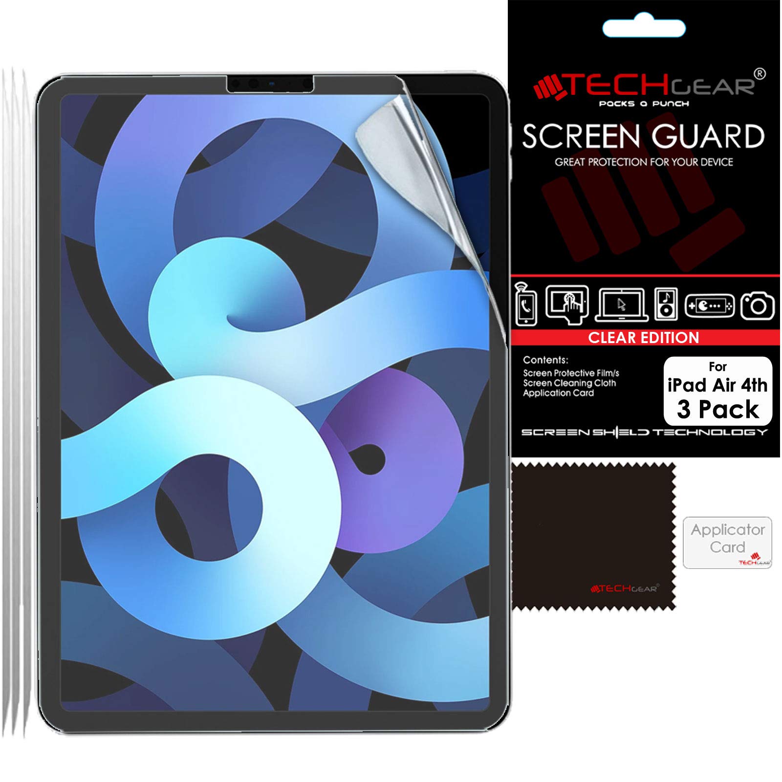 TECHGEAR [3 Pack iPad Air 5/4, 5th / 4th Generation Screen Protectors, Ultra CLEAR Screen Protector Guard Cover Designed For iPad Air 10.9" 2022/2021