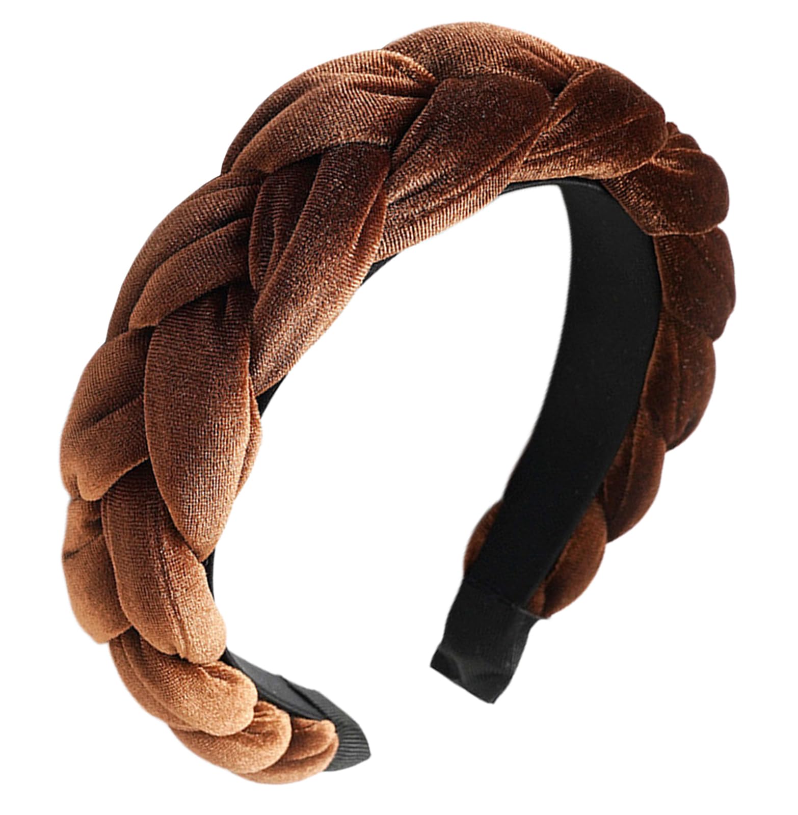 scicent Wide Headband Braided Headband Classic Chunky Wide Plaited Braids Elastic Stretch for Women Girls Coffee 9508