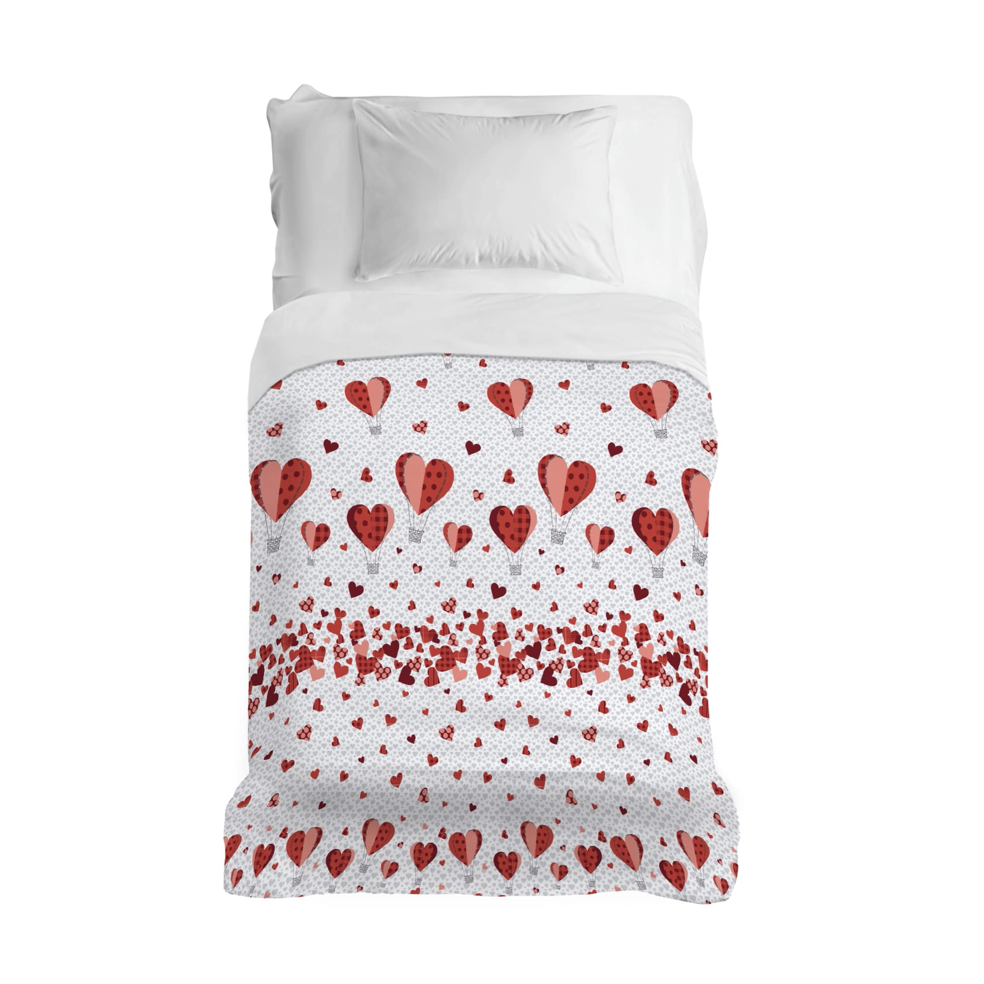 PENSIERI DELICATI Bedspread 170 x 280 cm, Single Sheet 100% Cotton Pique, Ideal as a Furniture Cover, 1 Square Bed Blanket, Red Hot Air Balloon, 100% Made in Italy — image 1