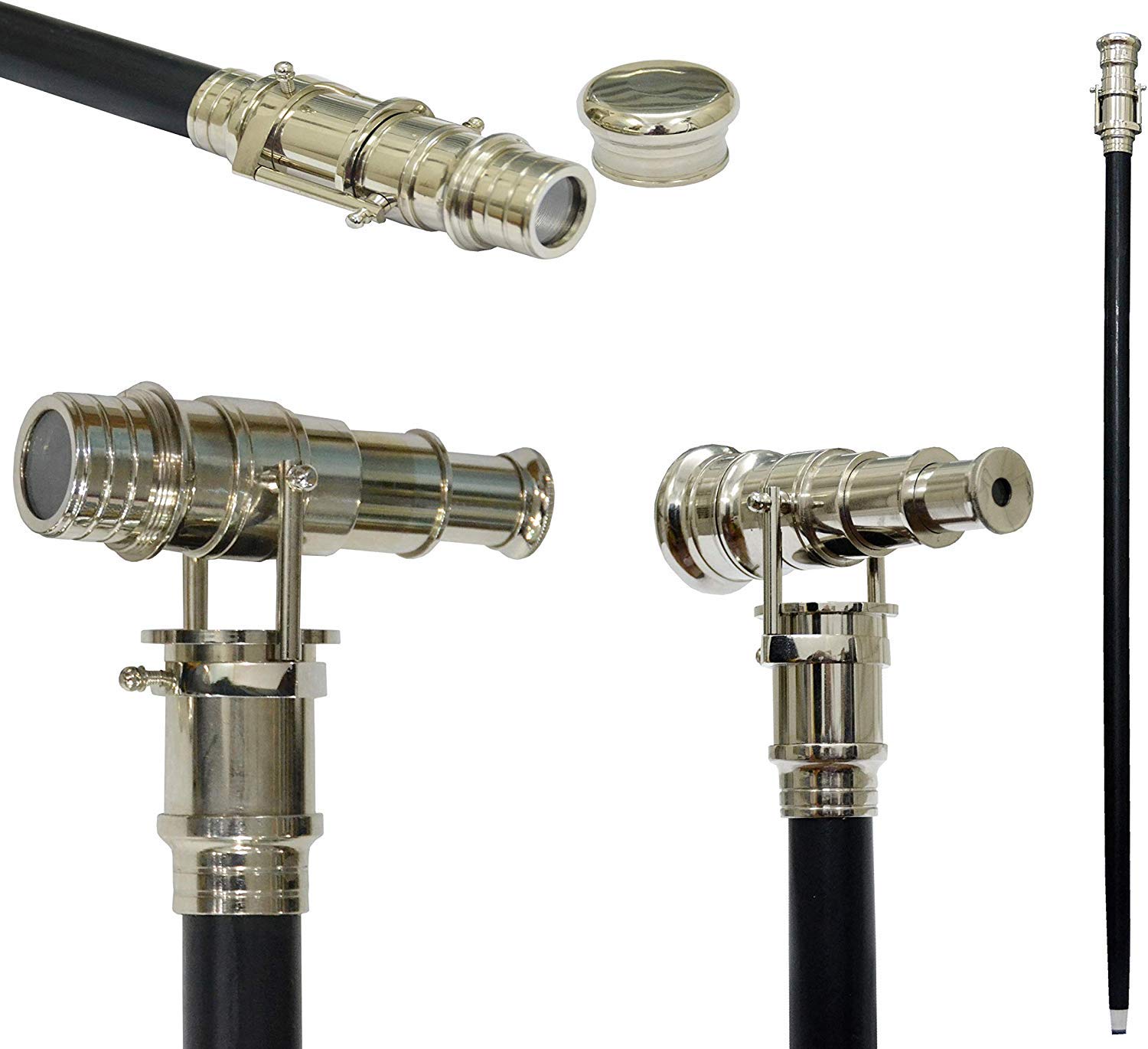 Nautical Telescope Walking Stick Three Fold Wooden Walking Canes Strong & Beautiful