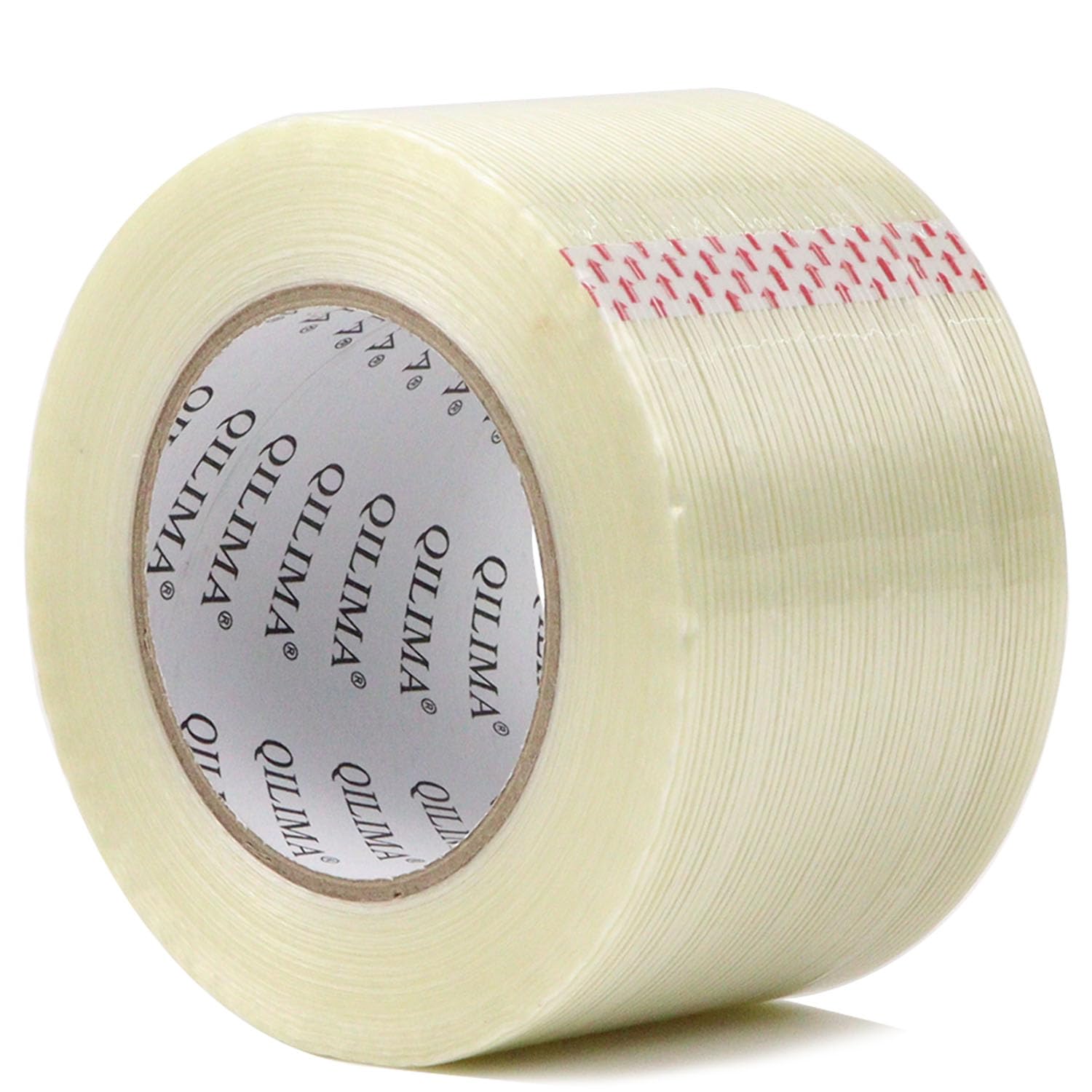 QILIMA Extra Strong Filament Tape,Clear Filament Strapping Tape,Fiberglass Tape,Heavy Duty Tape（75MM X 50M）
