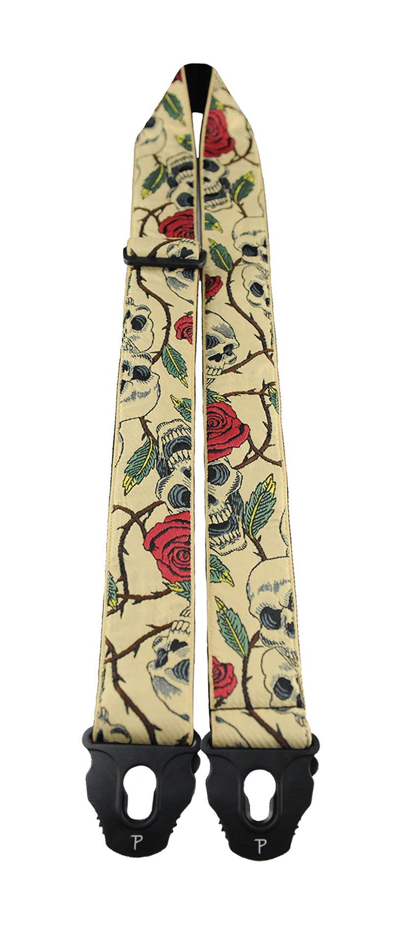 Perri's Leathers TWSPL-7058 Jacquard Guitar Strap with Locking ends - 2", Skull & Rose