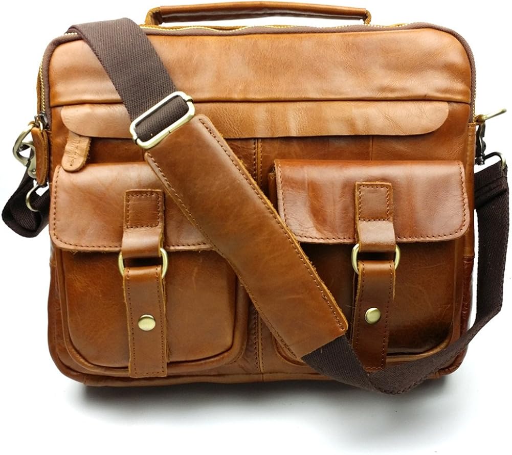 BAIGIO Mens Leather CrossBody Satchel Messenger Shoulder Bag Laptop