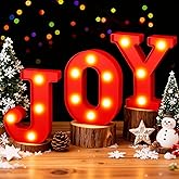 JOY Christmas Light Up Letter Table Decorations, LED Marquee Lights Sign for Indoor Outdoor Home Bedroom Fireplace Bar Xmas Party Decor
