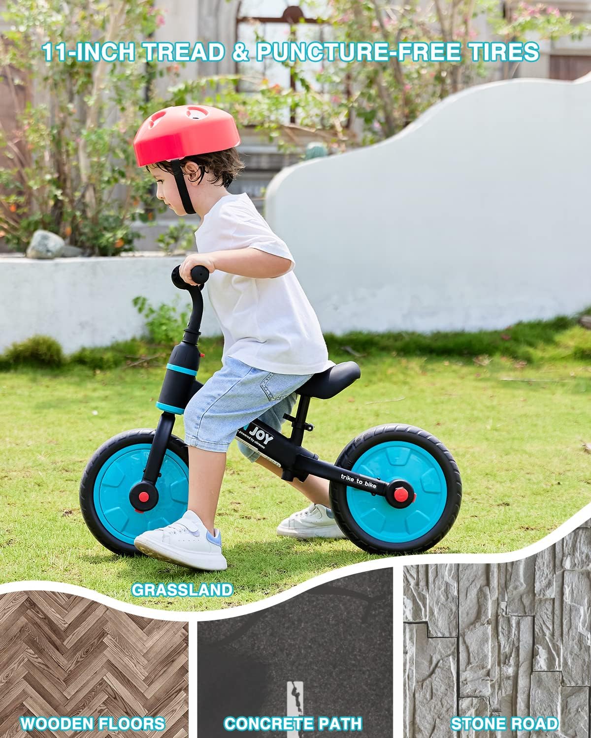 Fit 'n Joy Beginner Toddler Training Bicycle, 4-in-1 Kids Balance Bike with Pedals & Training Wheels Options, Trike to Bike Riding Toys for Boys Girls 2-5