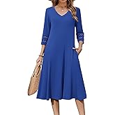 Zeagoo Women Casual Dress 3/4 Sleeve Casual Loose Midi Dress