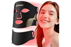 FOLOKE LED Light Therapy Mask Skin Care, LEDs face mask & neck mask Red - Wavelength for Home Use,– Advanced Skincare Made Easy （JET）