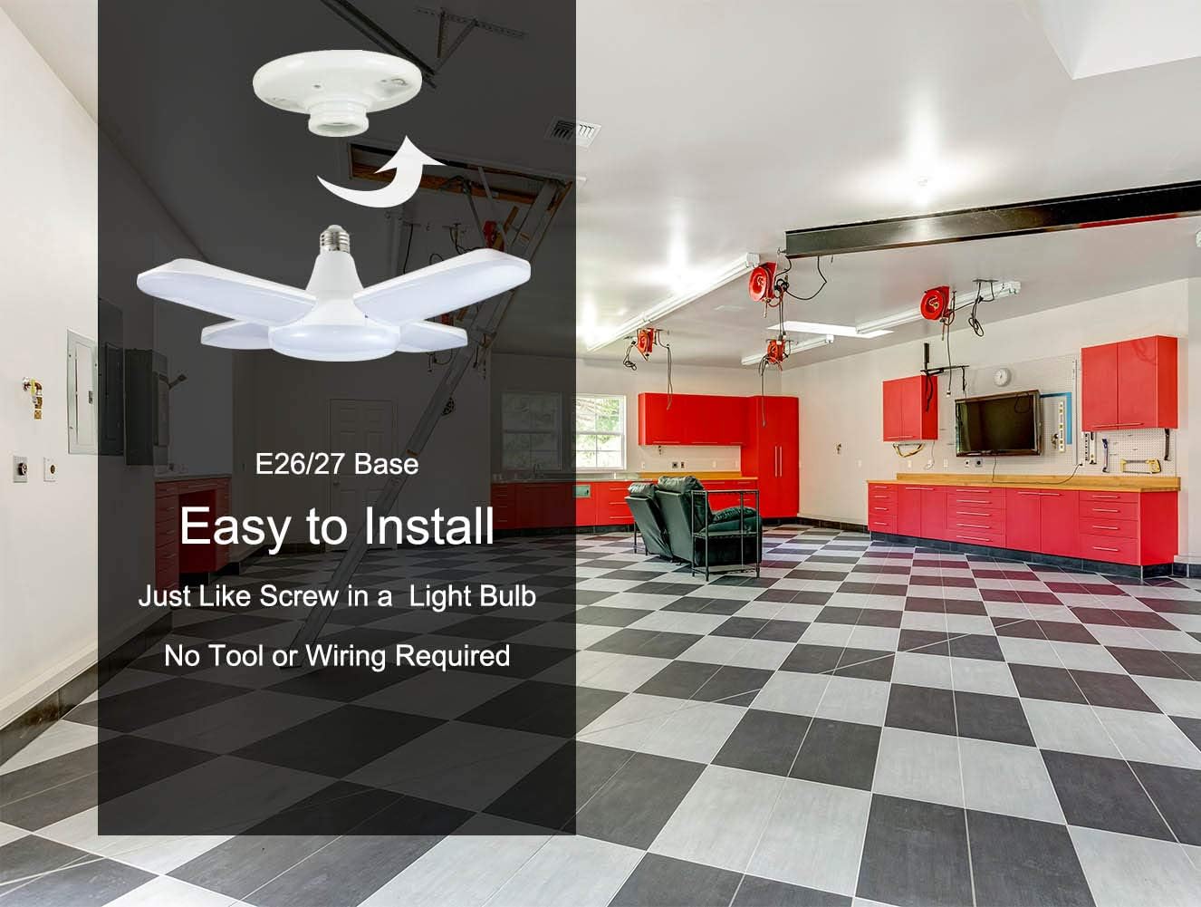 LED Garage Lights, 60W Adjustable LED Garage Ceiling Light, LED Shop Lights 5400LM 6500K, Garage Lighting for Basement Warehouse Workshop and Cellar: Home Improvement