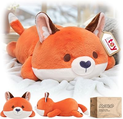 Mewaii Cute Fox Plush Pillow Red Fox Stuffed Animal 13 Inch Kawaii