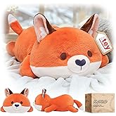 Mewaii Cute Fox Plush Pillow, Kawaii Plushies Red Fox Stuffed Animals, Squishy Plushies, Cuddle Foxes Plush Pillow for Kids & Girls (13 Inch)