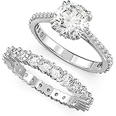 Swarovski Constella Ring Set Collection, Clear Crystals, Rhodium Tone Finish