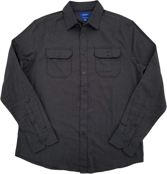 APT.9 Mens Dark Gray Long Sleeve Flannel Shirt at Amazon Men’s Clothing