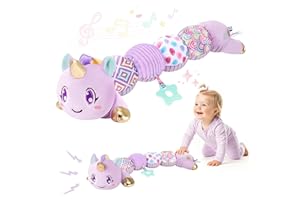 LANBEBY Unicorn Baby Toys 6-12 Months Infant Musical Stuffed Toys for Newborn Tummy Time Sensory Toys for Babies with Crinkle and Rattle 0-3-6-12 Months Old Baby Girl Must Have Christmas Gifts - Purple
