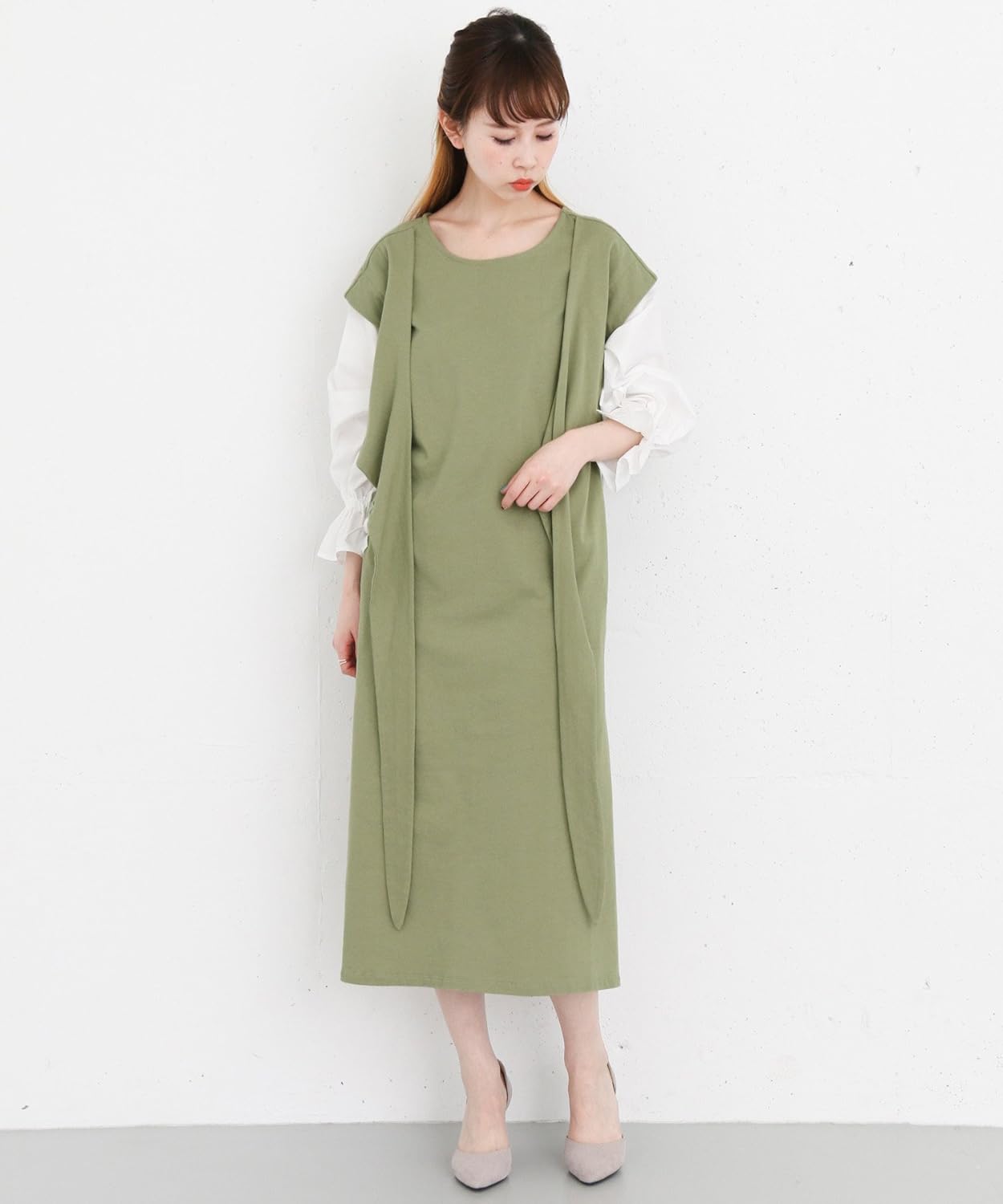 Amazon ケービーエフ Kbf Kbf 3wayドッキングワンピース Kp84 26t010 One Ash Green ワンピース チュニック 通販