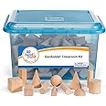 hand2mind Wood Geometric Solid Blocks, 3D Shapes, Classroom Kit (Set of 96)
