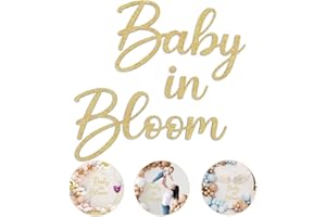 DRIPYKIAA Baby in Bloom Wooden Sign for Baby Shower Party Decor Girl or Boy Gender Reveal Party Supplies, Baby Shower Pregnancy Wall Door Hanging Decoration Hand Held Photo Props, Gold