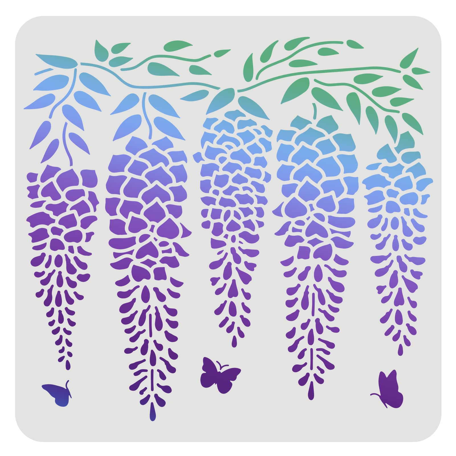 FINGERINSPIRE Wisteria Stencils Template 30 x 30 cm Plastic Flowers Drawing Painting Stencils Flower Butterfly Stencils Wall Reusable Stencils for Painting — image 1