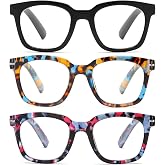 ZXYOO 3 Pack Reading Glasses for Women Blue Light Blocking Readers