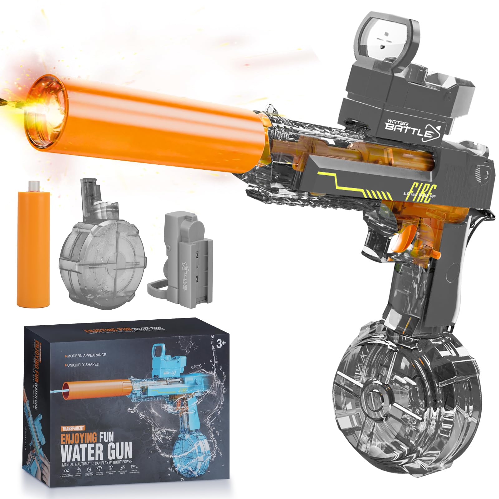 YOTOY Water Gun Toy for 3-8 Year Old Kids: Electric Water Gun Blaster Automatic Watergun Summer Gifts for Age 3 4 5 6 7 8 Years Old Boys Birthday Presents Outdoor Beach Pool Party Water Games Play