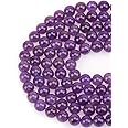 LPBeads 100PCS 8mm Natural Amethyst Beads Gemstone Round Loose Beads for Jewelry Making with Purple Stretch Cord
