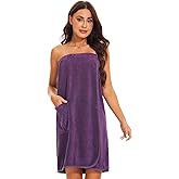Knuffnee Women Bath Towel Robe Spa Body Wrap Shower Bathrobe Adjustable Snap Closure