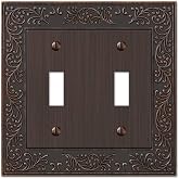 Amerelle 43TTVB English Garden Wallplate, 2 Toggle, Cast Metal, Aged Bronze, 1-Pack