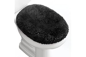 Baahrnom Luxury Soft Microfiber Toilet Lid Cover Machine Washable Solid Toilet Seat Cover 17.5" x 15" Adjustable Rubber Backi