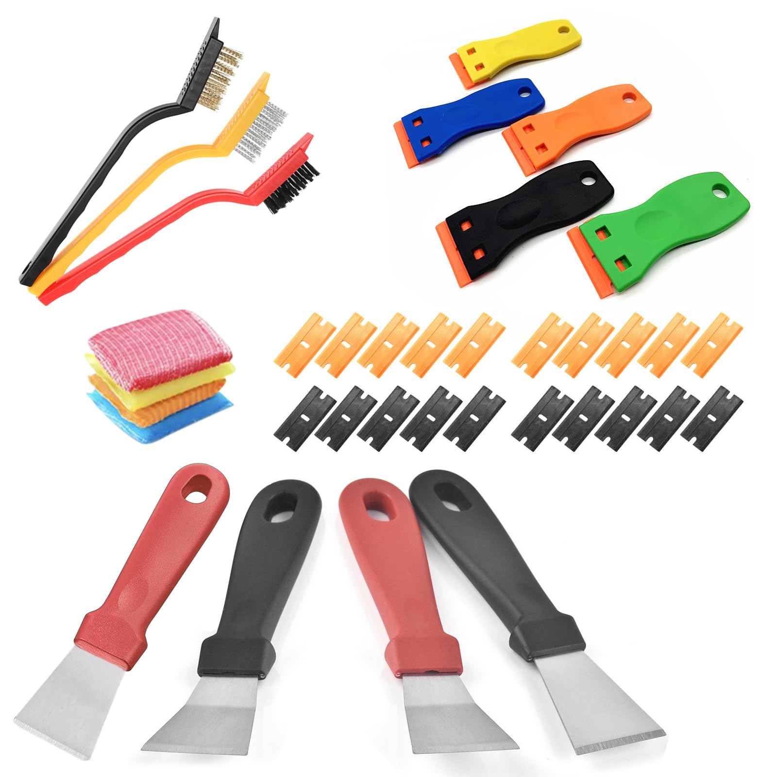 PMELCXD 36 Pcs Plastic Oven Scraper Tool Non Scratch Cleaning Scraper Kitchen Grease Scraper Hob Scraper Glass Scraper Nylon Super Scraper Ice Scraper