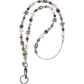 Hidden Hollow Beads Slim Style Women's Fashion Beaded Lanyard, 34" Jewelry Lanyard for ID Badge Holder and Keys (Multi - Non Breakaway (Stronger))