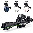 UUQ 4-16x50 Tactical Rifle Scope Red/Green Illuminated Range Finder Reticle W/Laser Sight and Holographic Reflex Dot Sight